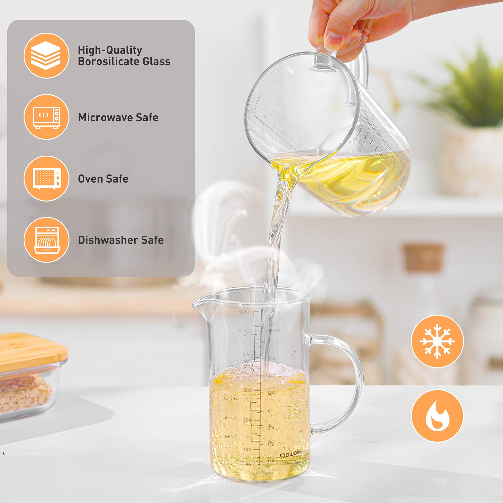 Glass Measuring Cups Set, Liquid Measuring Cups with Spout and Handle