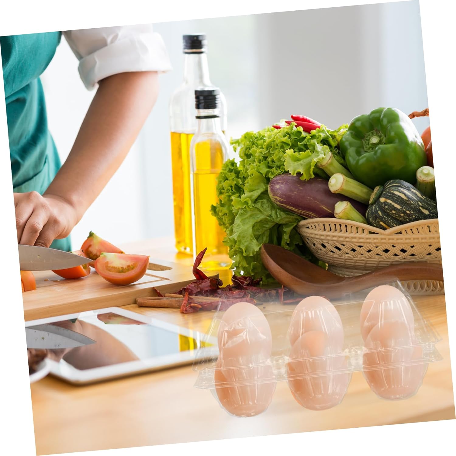 50pcs Organize Your Fridge Plastic Egg Carton Egg Holder Stackable and Break-resistant