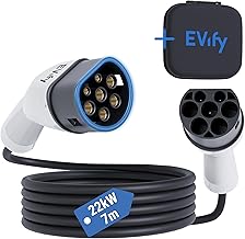 Type 2 Charging Cable 22kW 7M 32A for Electric Car & Hybrid with Cable Bag • Cable 3 Phase for EV PHEV • Suitable for all E Cars Model 3 S X Y, ID3, ID4, ID5