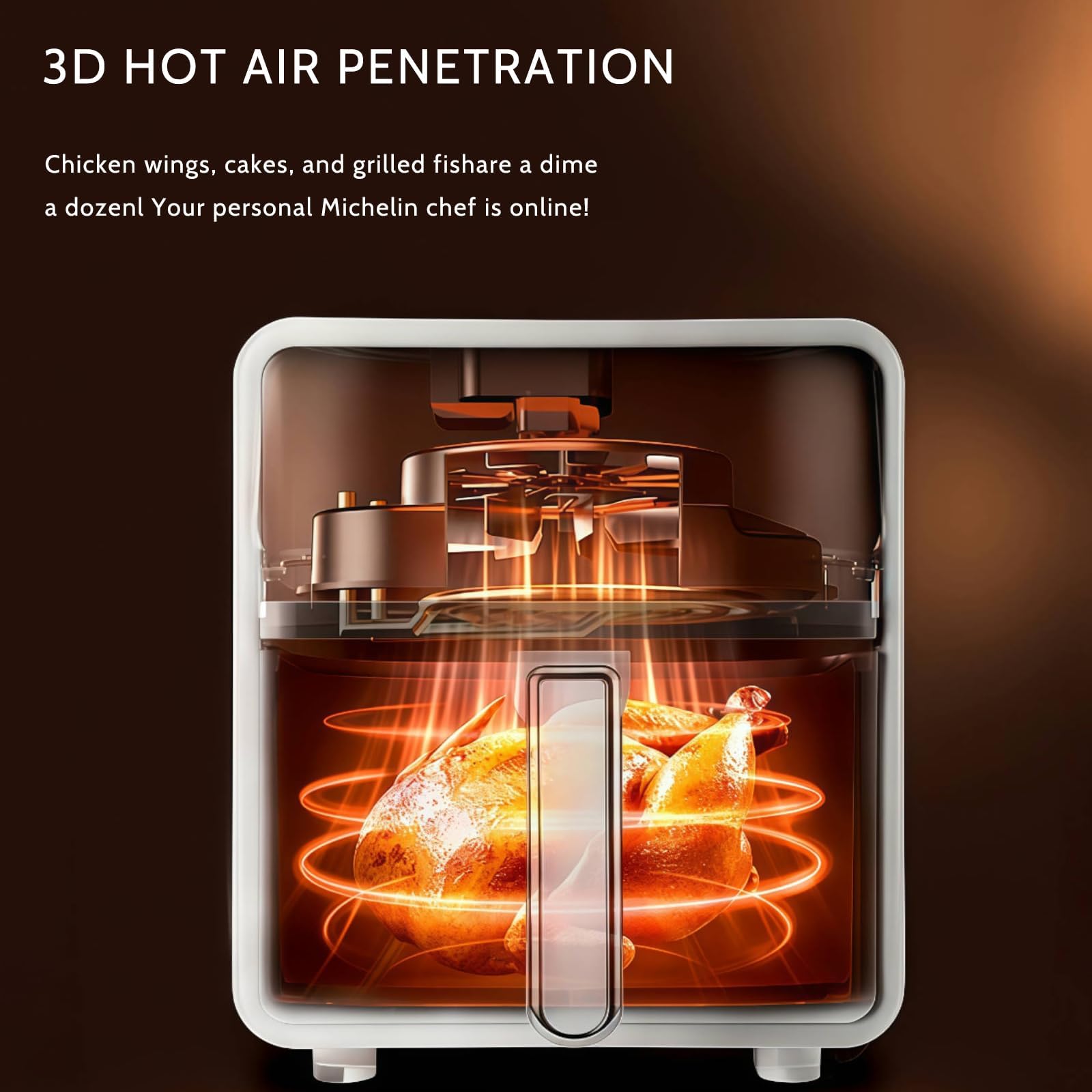 Horno freidora de aire digital de 5 litros con pantalla táctil | 8 preajustes de un solo toque para cocinar saludable sin aceite | Tamaño familiar y cesta antiadherente fácil de limpiar