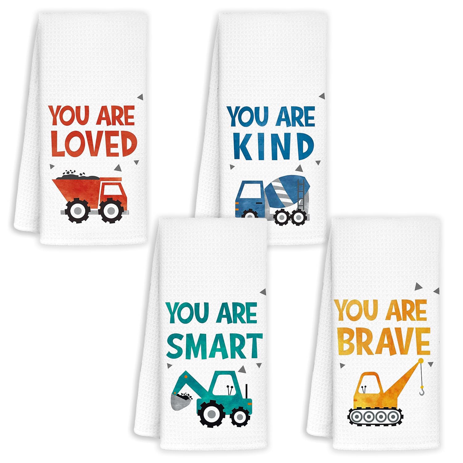 Jvpke Truck Kids Bath Towels for Kids Bathroom 16x24, Truck Wash Your Hands Bathroom Decor for Kid Toddler Boys Girls Sets of 4