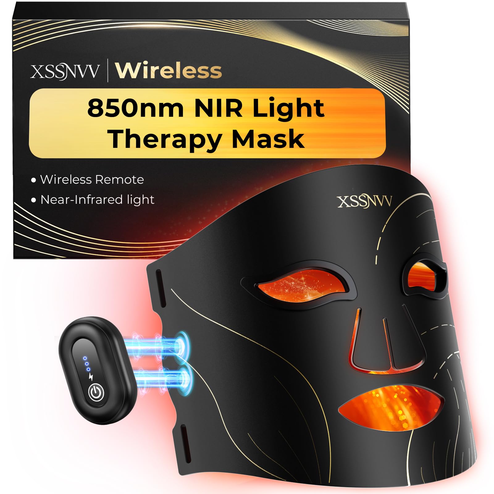 Red Light Therapy for Face - Cordless LED Mask Light Therapy 4 Modes with 850nm Infrared Red Light