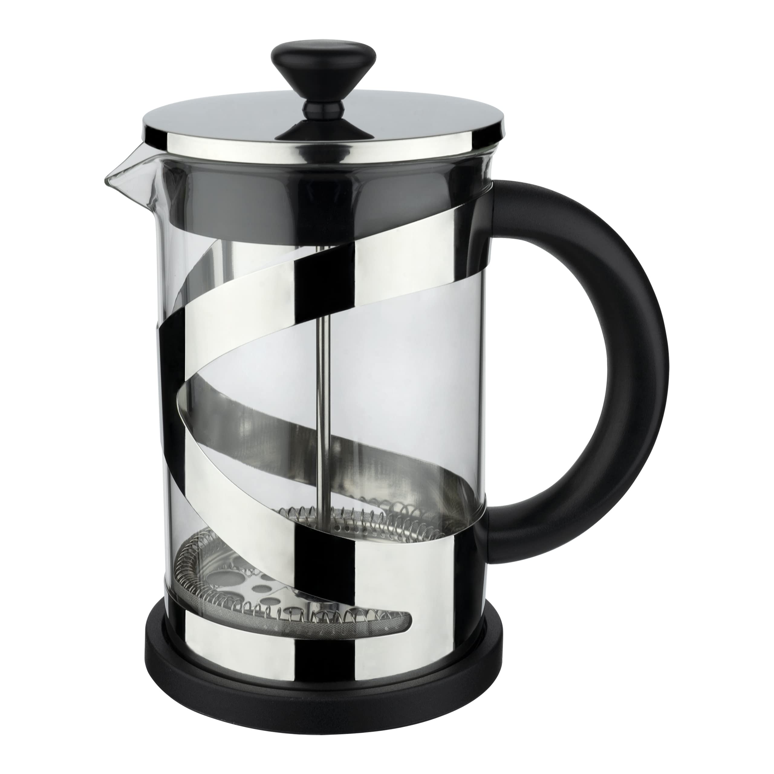 Café Olé Classico Cafetiere, Chrome Finish, 350ml, 3 Cup, French Press Coffee Maker, Heat Resistant Handle, Stainless Steel, CM-03C