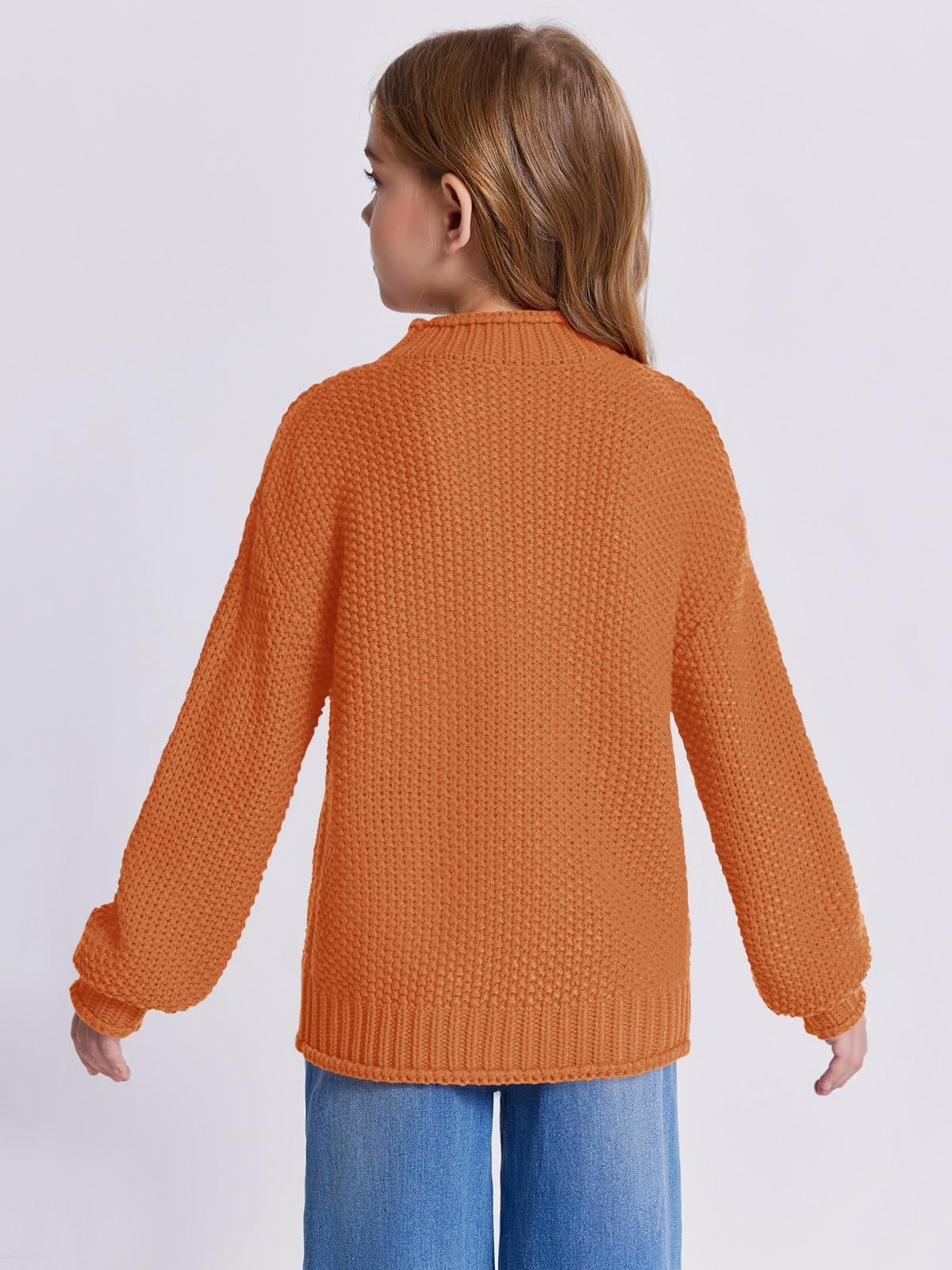 Wenrine Jersey de invierno para niña, cuello alto, manga larga, de punto, informal, 5-14 años