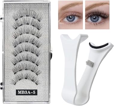 Natural Eye Lashes - Magnetic Eyelashes Set, Magnetic Eyelashes Kit | Glue Free Long-Lasting Eye Lashes Kit, Eyeliner Needed Reusable Fake Eyelashes, False Eyelashes with Applicator for Women, Adults