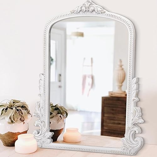 Espejo antiguo para pared, espejo barroco arqueado adornado tradicional, vintage, de madera, colgante de arendahl, decorativo para dormitorio, sala