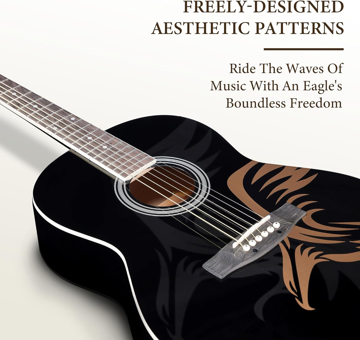 WINZZ AF227A 39 Inches Concert Acoustic Acustica Guitar with Full Kit, Powerful Eagle