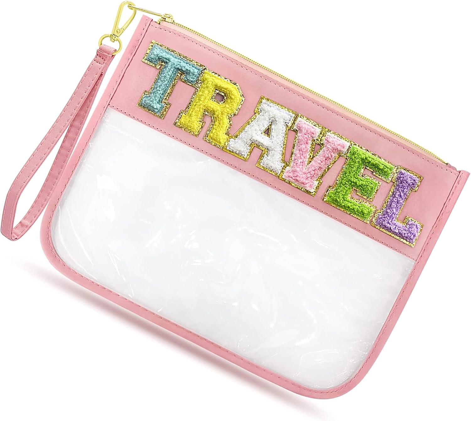 Parchment TRAVEL Chenille Letter Clear PVC Makeup Bag main image 0