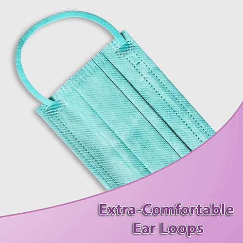 Miniatura 6 de Mascarilla desechable de colores para niños, paquete de 50 unidades, transpirable, de 3 capas, para edades de 4 a 12 años (lavanda)