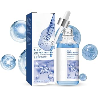 Blue Copper Peptide Serum with Hyaluronic Acid Anti-Ageing Peptide Serum Face Serum Against Wrinkles Moisturising Hyaluronic Serum with Copper Peptides for Face Reduces Fine Lines 30 ml