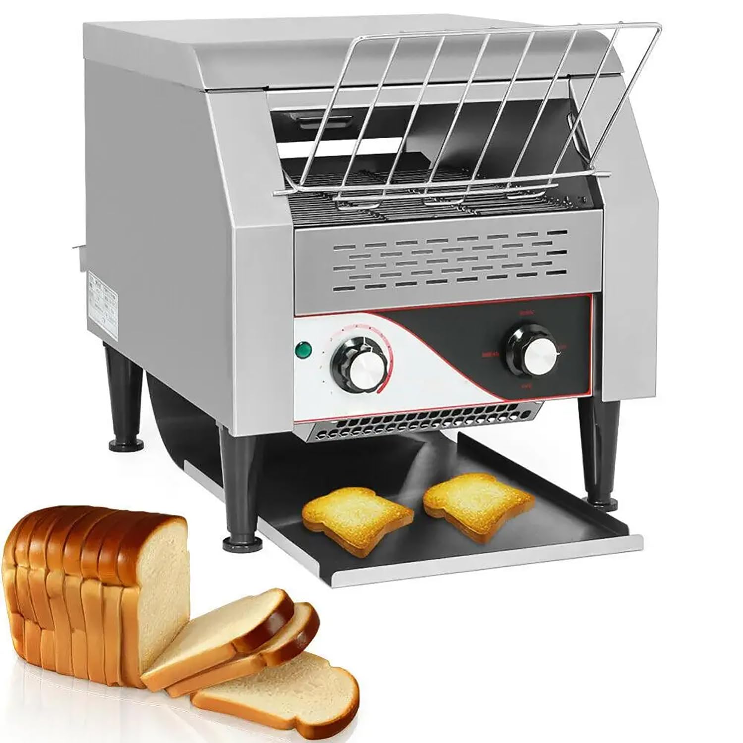 Fhrka White Commercial Conveyor Toaster 150/300/450 Slices/Hour, Toaster For Restaurant 2200W Stainless Steel Toaster Oven For Restaurant (150Slices/Hour)