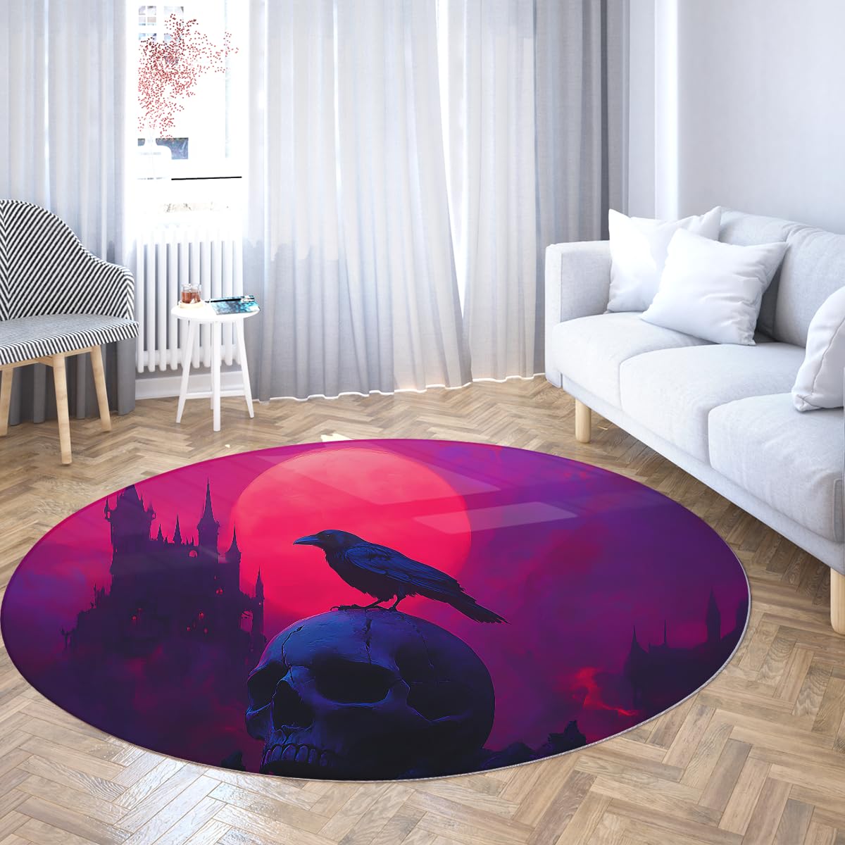 Tapis circulaires pour salon antidérapant à poils ras 150cm