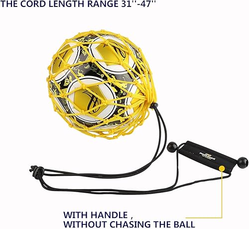 Miniatura 4 de PodiuMax Entrenador de Patadas de Fútbol Individual con Mango con Nuevo Diseño de Red con Bloqueo de Balón, Red Elástica Bungee de Entrenamiento de