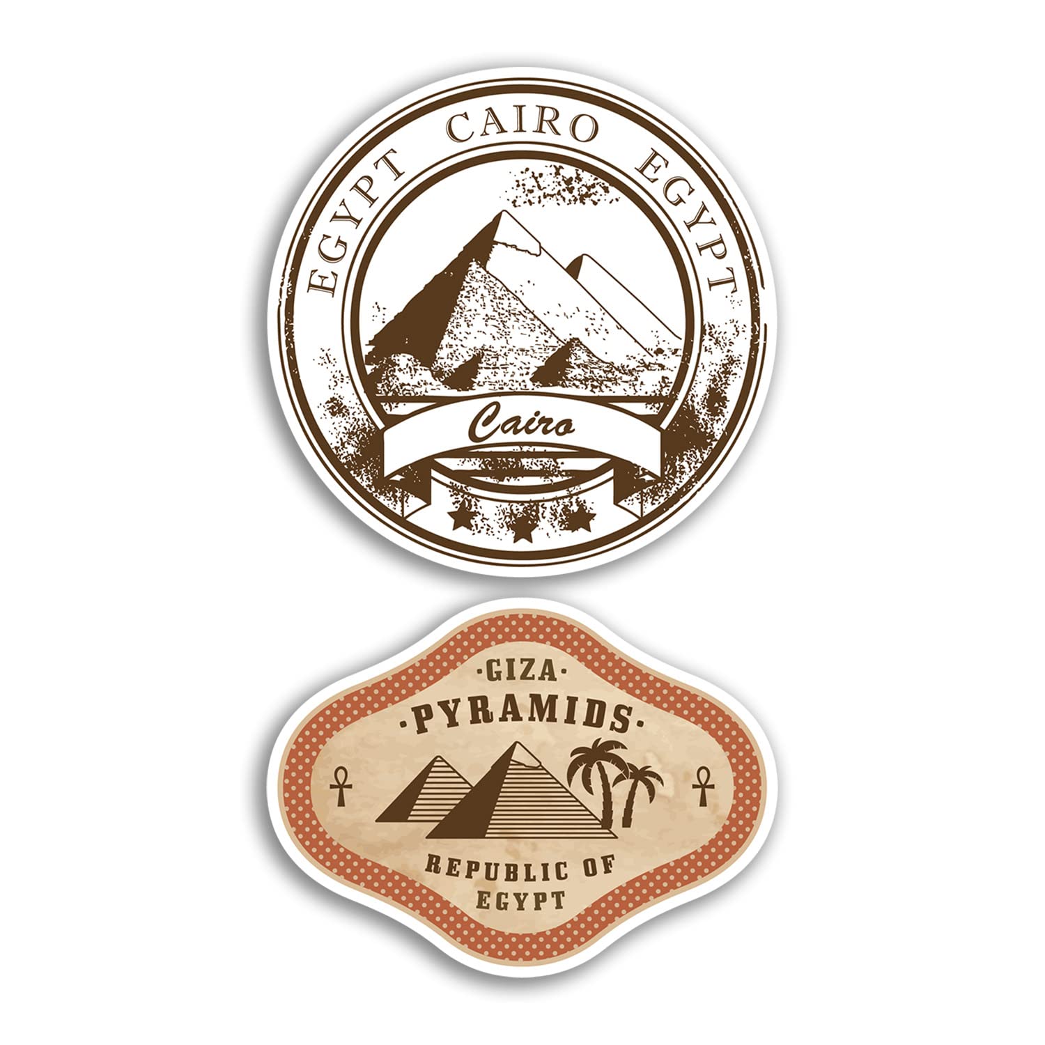 2 x 10cm Wide Cairo Vinyl Stickers - Egypt Egyptian Pyramids City Travel Gift #78525