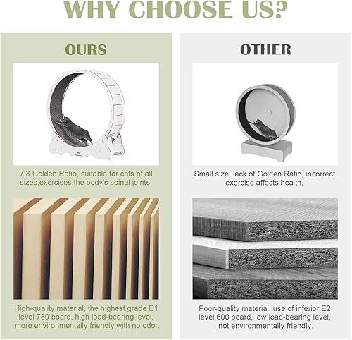 Miniatura 6 de Rueda para gatos, cinta de correr grande XL de 45 pulgadas, rueda de ejercicio para gatos con pista alfombrada, rueda de correr para gatos de