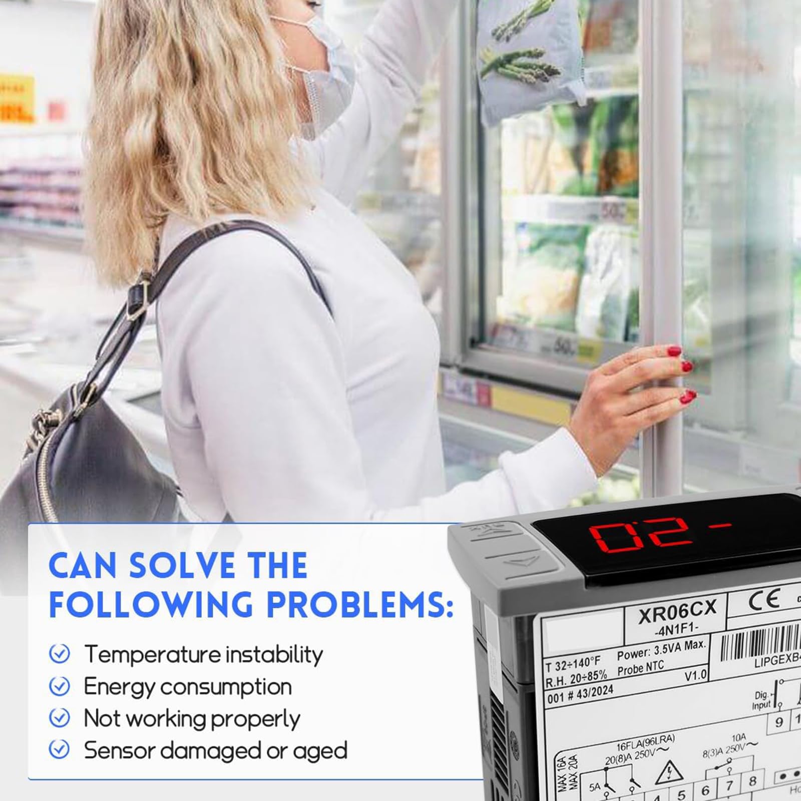 Controlador de temperatura de sonda para congeladores comerciales Frigoríficos pequeños con sensores de precisión y diseño energéticamente eficiente Controlador de temperatura de carcasa de