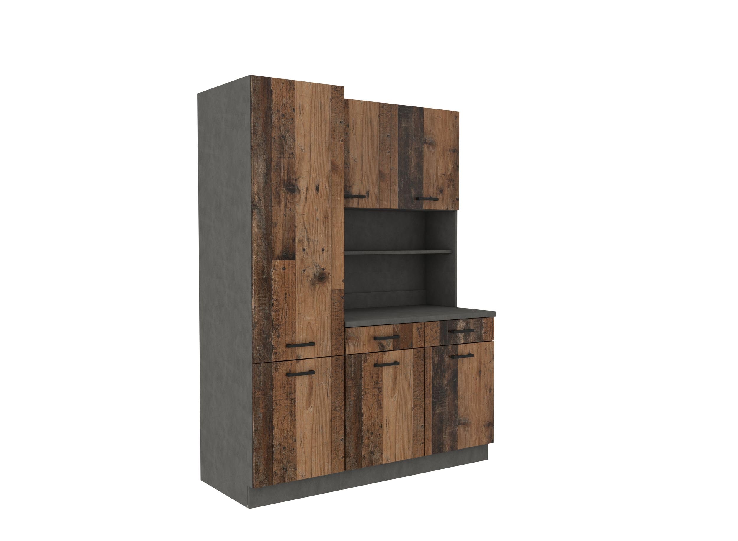 Kuechen-preisbombe Buffet Küche Mario 150 Küchenzeile Küchenblock Einbauküche Old Wood Style Matera