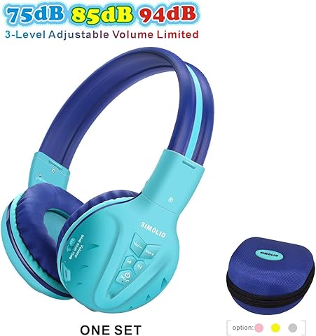 SIMOLIO Kids Wireless Headphones with Volume Limited, Kids Headphones Bluetooth for Hearing Protection, Child Wireless Headsets, Over-Ear Kids Headphone Bluetooth and Wired for Girls,Boys,Teens (Mint)