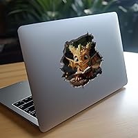 Vista 8 de Calcomanía de dragón leyendo en el agujero de la pared, adhesivo de pared con agujero de ratón con efecto 3D