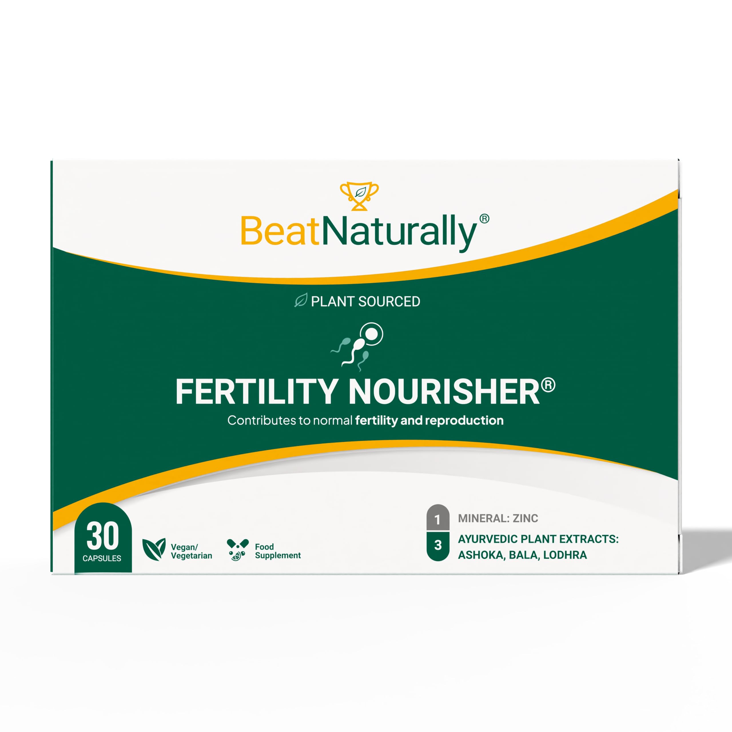Fertility Nourisher - 4-in-1 Formula with Zinc, Ashoka, Bala, Lodhra - Fertility Supplements for Women and Men | Supports PCOS, Male Fertility, and Hormonal Balance - 30 Capsule