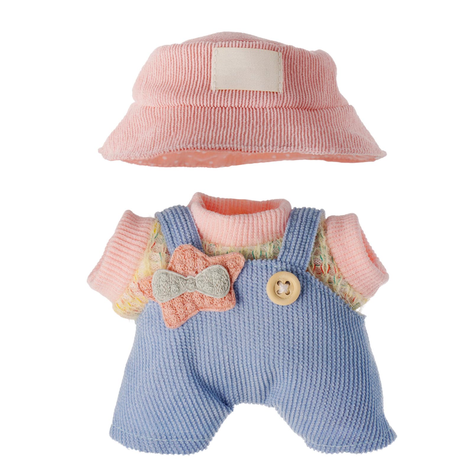 17cm Doll Clothes Set, Overalls Clothes Set for 17cm Dolls, 2 piece set Hat Overalls Outfit Premium fashion cute for 17cm Dolls Accessories (NO Doll) (Blue)