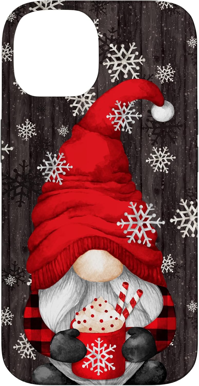 Red Christmas Gnome For Women With Hot Cocoa Mug Cute Xmas Case for iPhone 12/12 Pro