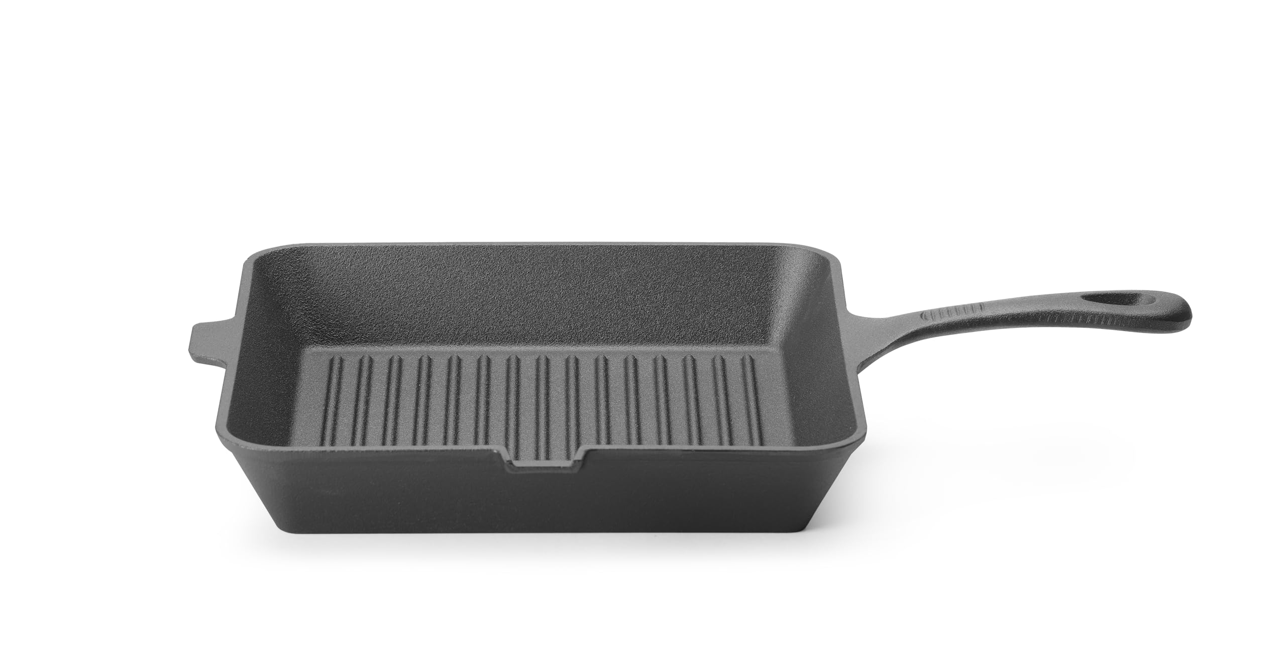 HENDI Padella griglia in ghisa rigata, con beccuccio per versare, griglia bistecchiera, adatta per forno, cucina a gas, induzione, elettrica, vetroceramica, manico: 140mm, 250x250x(H) 50mm