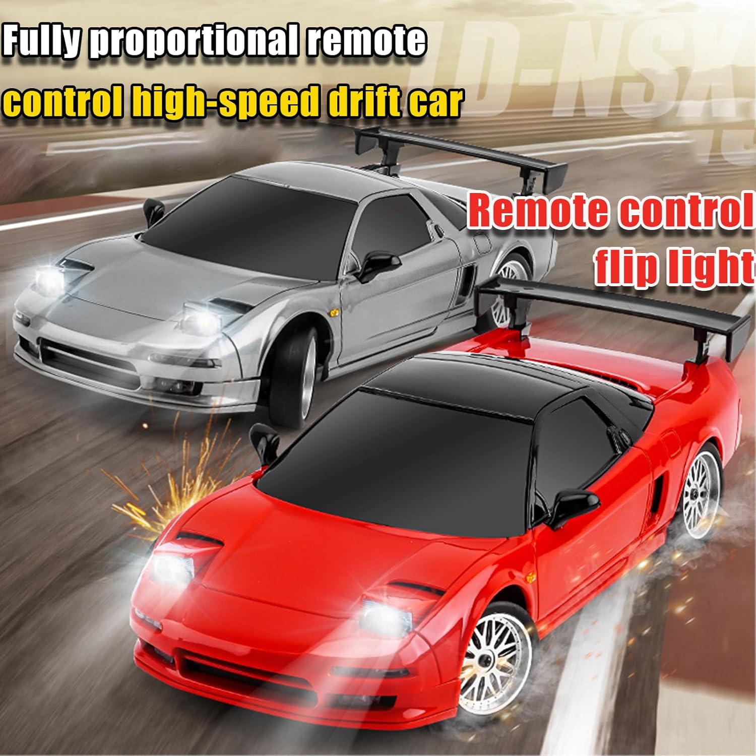1:18 NSX Model LD1803 RC Drift Car 1/18 2.4G Remote Control on Road ESP Gyroscope LED Mini RC Racing Cars (Grey)
