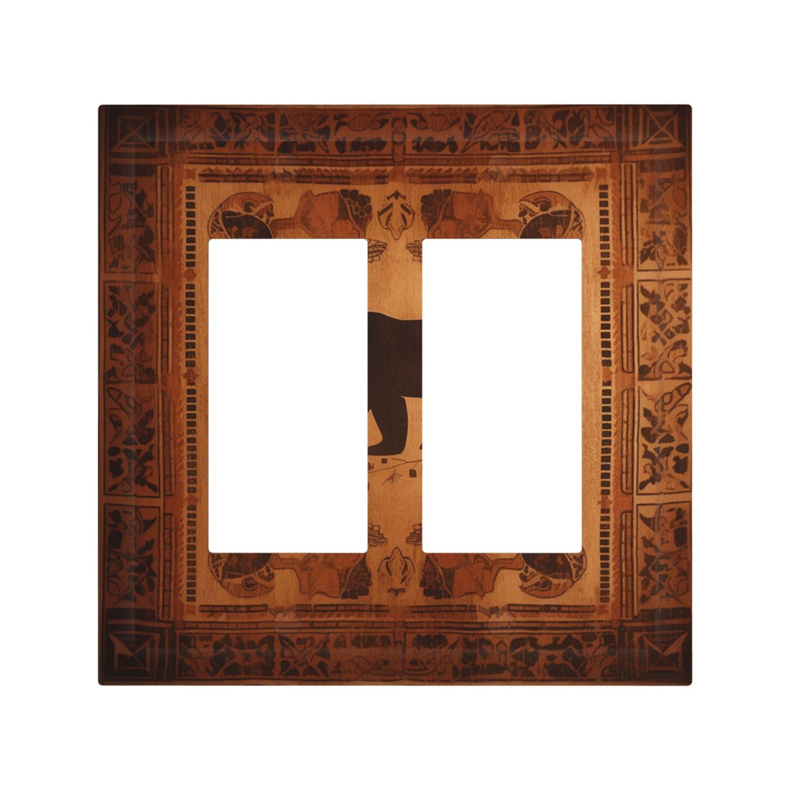 Decorator Double Toggle Light Switch Covers Bear Wall Plate 2-Gang Mid Size 5" x 4.9" Double Toggle Switch Wallplate Decorative 2 Gang Wall Switch Plate Covers