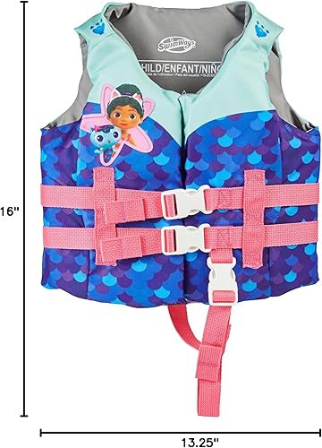 Miniatura 7 de SwimWays Gabby's Dollhouse - Chaleco salvavidas de entrenamiento de natación para niños, chaleco salvavidas aprobado por la Guardia Costera de