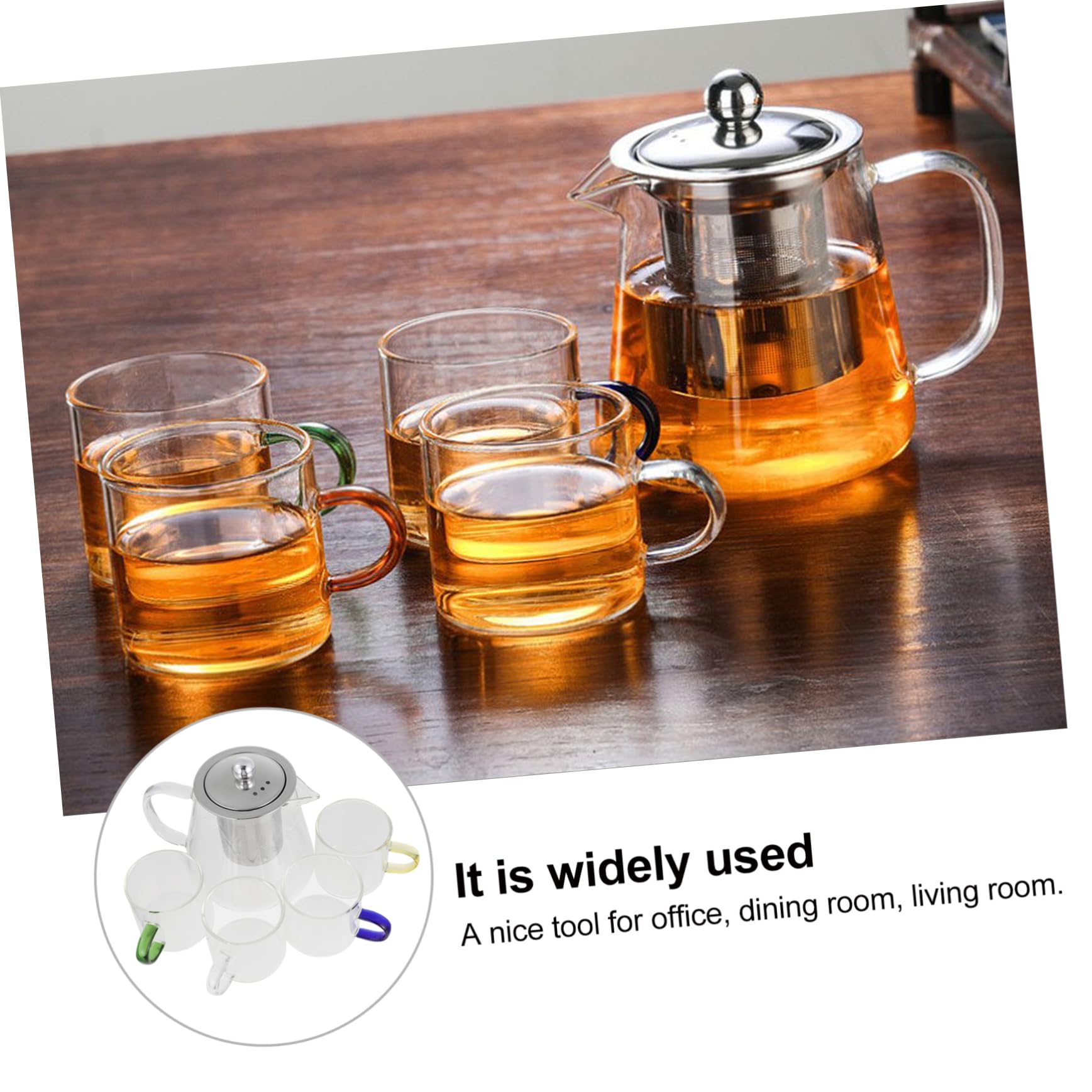 POPETPOP Teekanne aus Glas mit Siebeinsatz Hitzebeständig Edelstahl Leicht zu Reinigen für Esszimmer und Wohnzimmer