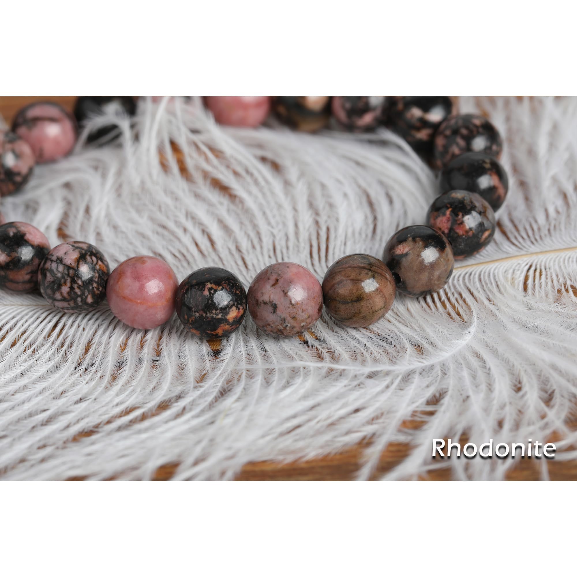 SOSMAR 200 Cuentas Redondas de Piedras Naturales 8mm para Joyería - 10 Tipos (Cuarzo Fresa, Ágata de Encaje Loco, Howlita Blanca) - Pulseras, Collares, DIY Manualidades (estilo D)