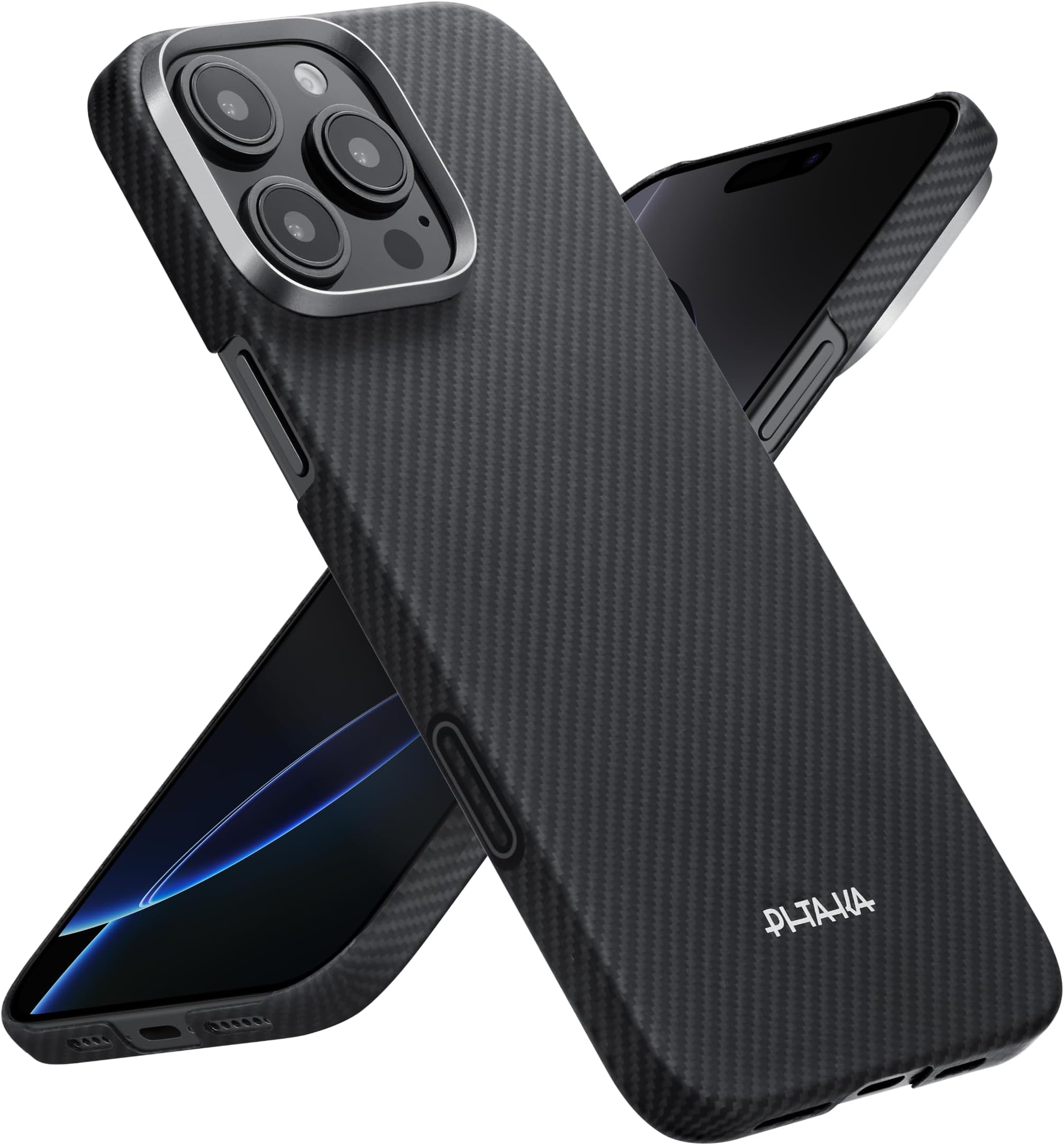 pitaka for iPhone 16 Pro Max Case 6.9 Inch, Compatible with MagSafe, Thin & Light Case iPhone 16 Pro Max with a Caseless Feel, 600D Aramid Fiber Woven [Ultra Slim-Black/Grey (Twill)]