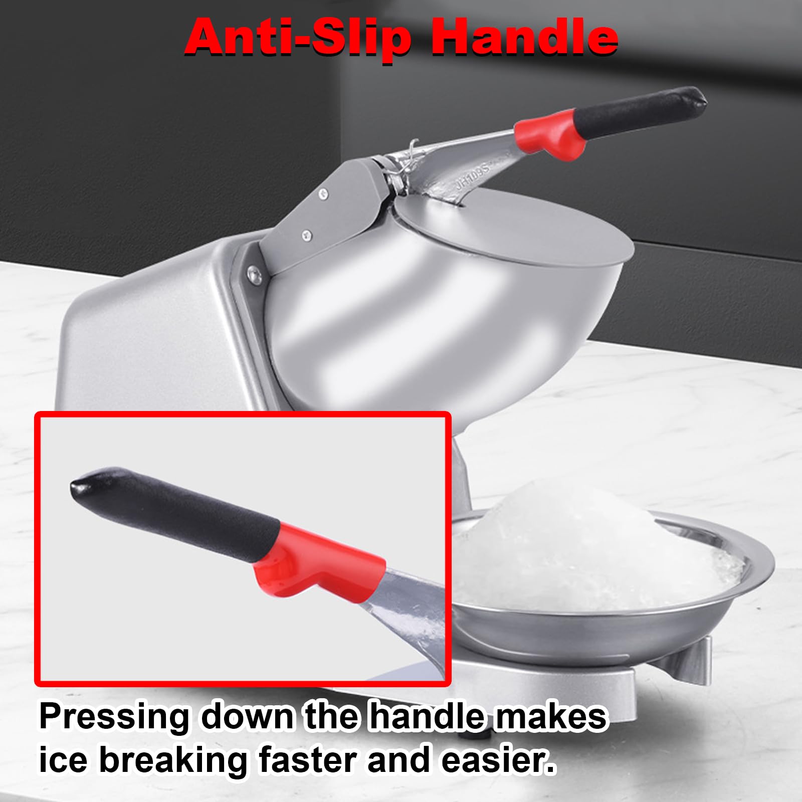 Máquina para hacer hielo raspado, eléctrica, con doble cuchilla, 300 W, 2200 RPM, trituradora de hielo de acero inoxidable, máquina para hacer conos de nieve para uso doméstico o comercial (rojo)