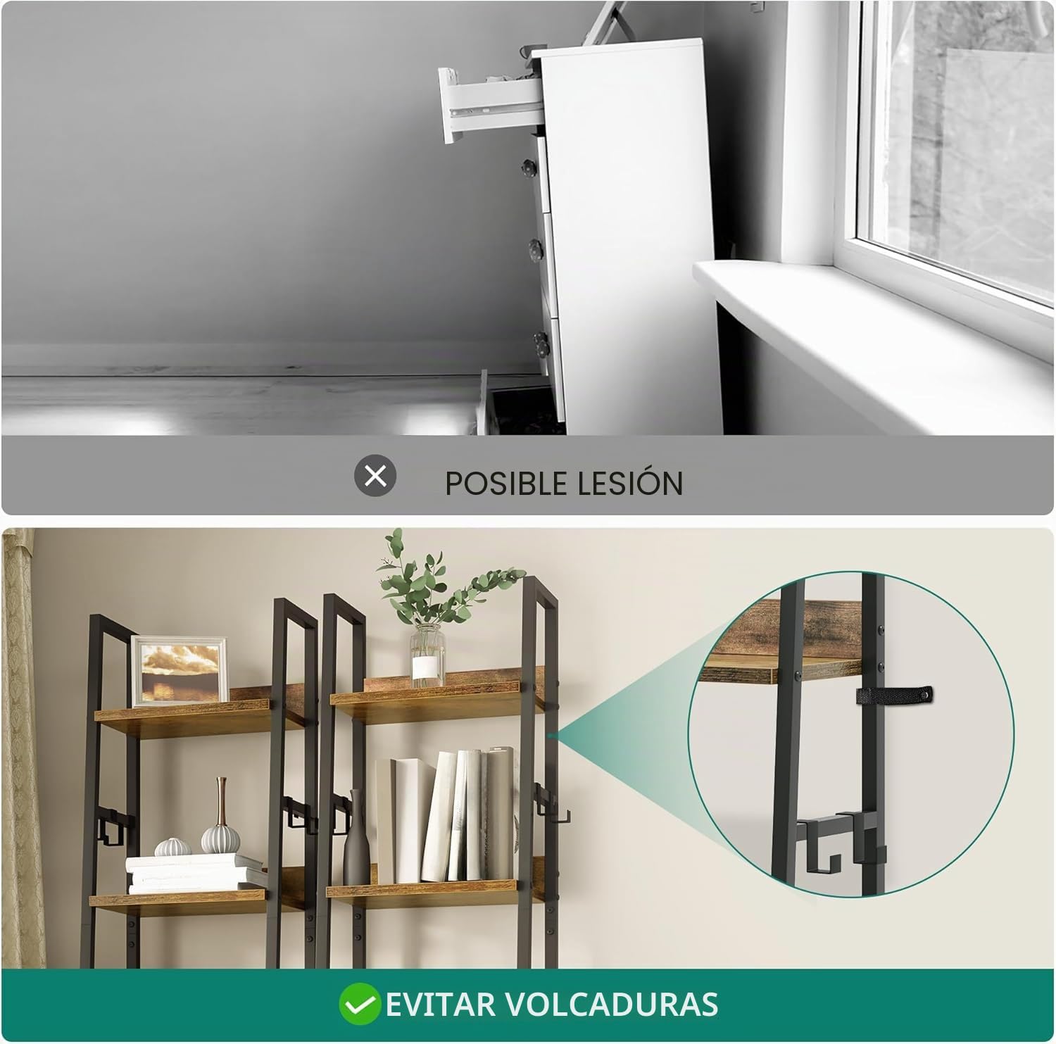 YITAHOME Librería de 5 Niveles, Estante de Escalera Industrial Estantería Independiente para Libros Estantes de Madera y Marco de Metal Estantería Moderna para Sala Pasillo Oficina, Marrón Rústico