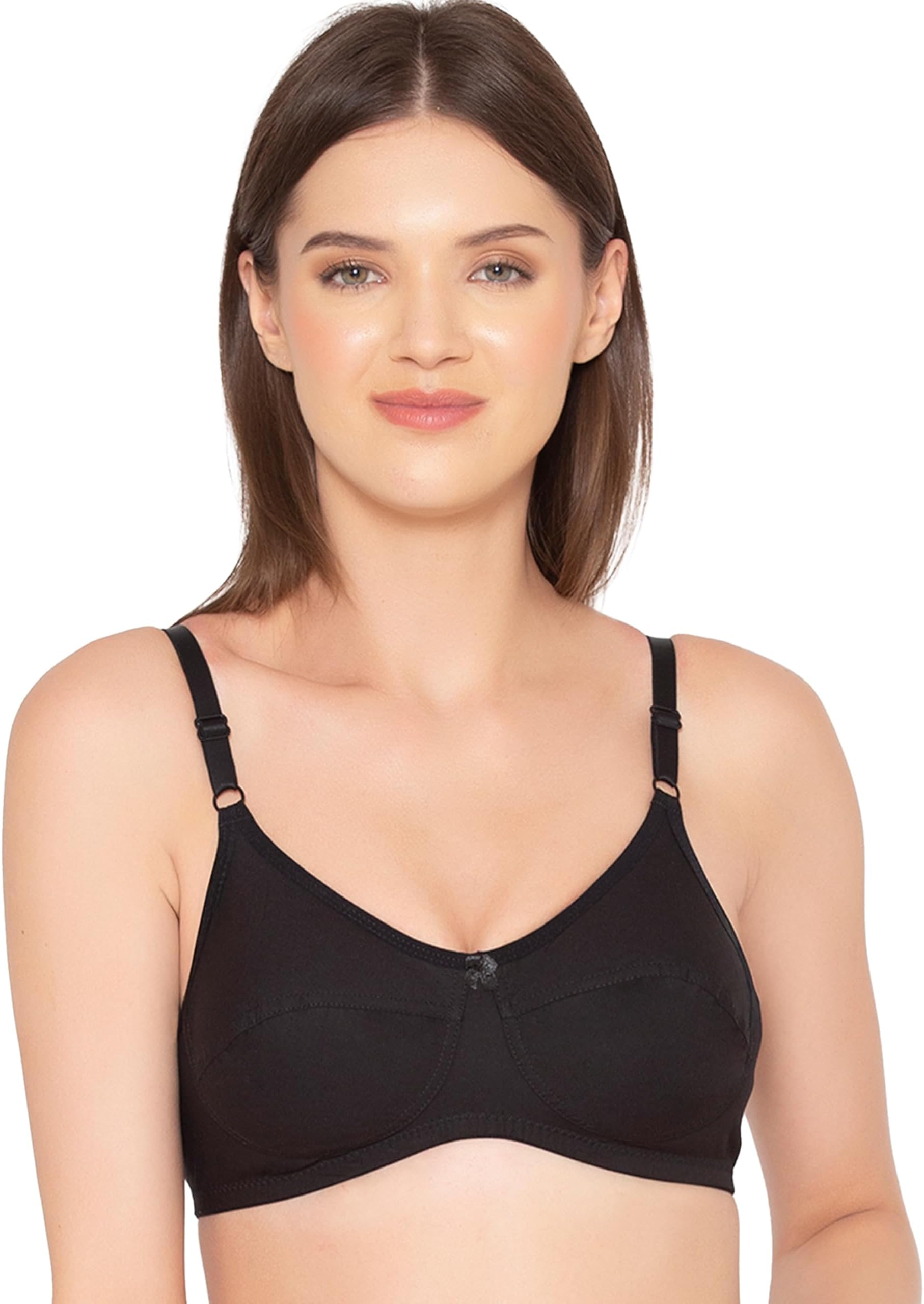 Groversons Paris Beauty Women's Non-Padded Wire-Free Full Coverage Cotton Bra | Adjustable Straps | Hook & Eye Closure | Soft Everyday Bra