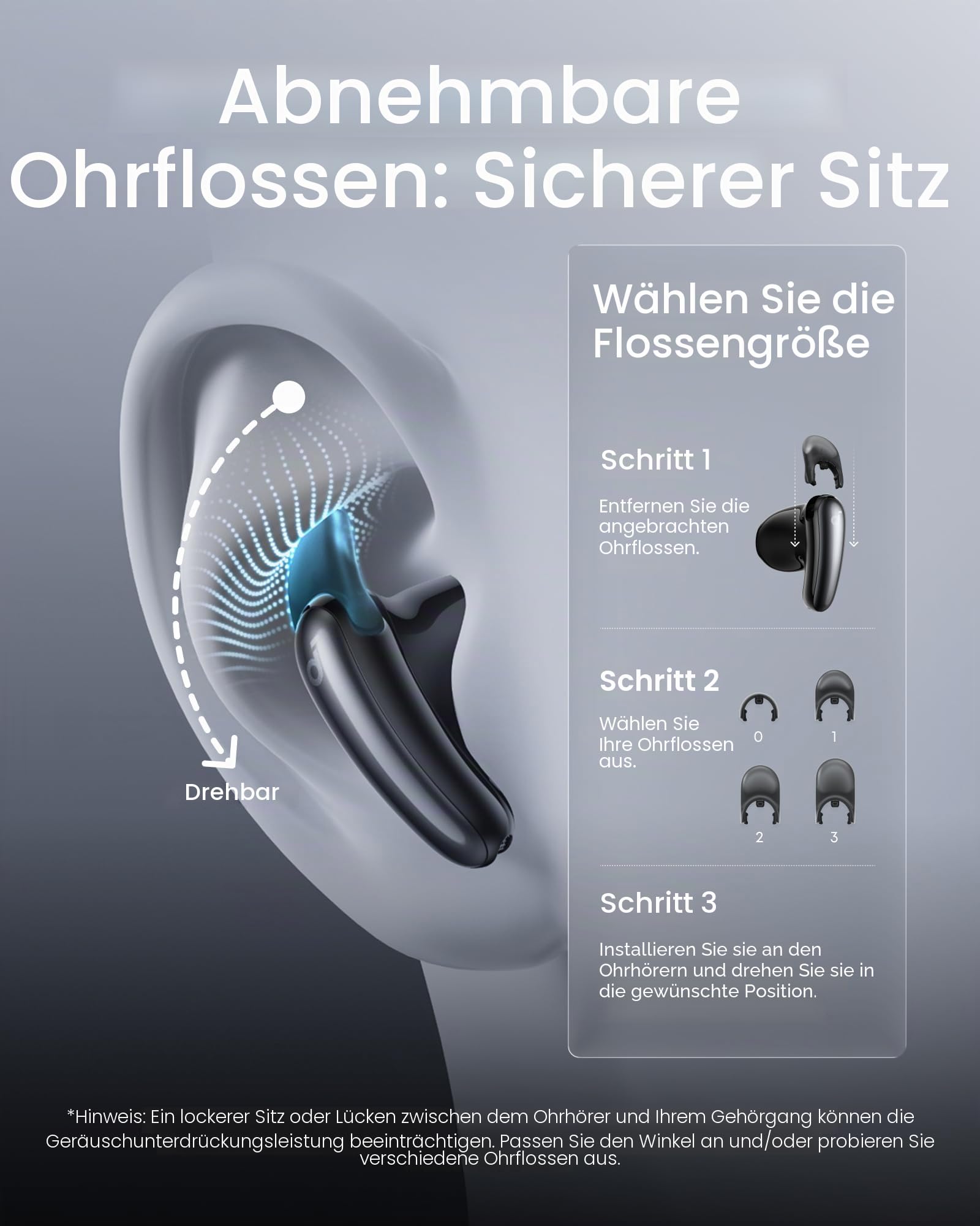 soundcore Liberty Buds by Anker, Semi-In-Ear Design, abnehmbare Ohrflügel, Adaptives Noise Cancelling in Echtzeit, Hi-Res, Kabellose Bluetooth-Earbuds, Übersetzungskopfhörer, 30h Spielzeit
