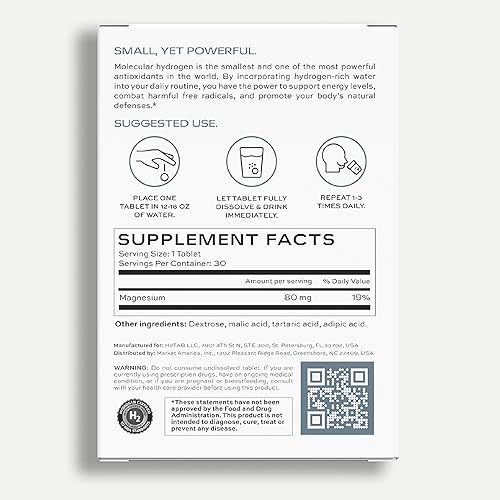 Miniatura 2 de Comprimidos de hidrógeno molecular H2TAB con magnesio - 12 PPM de tabletas de hidrógeno para agua potable - Ricas en antioxidantes, apoya la salud