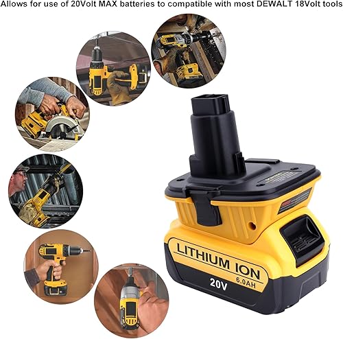 Miniatura 3 de Paquete de 2 DCA1820 de repuesto para adaptador DEWALT de 18 V a 20 V, compatible con batería Dewalt de 20 V máximo, repuesto para baterías de litio