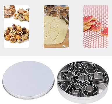 Mini Cookie Cutter Shapes Set, 24Pcs Portable Stainless Steel Metal Small Patterns, Kitchen Baking Accessories for Mousse Cake Cookies Biscuit Pastry Dough Pie Crust