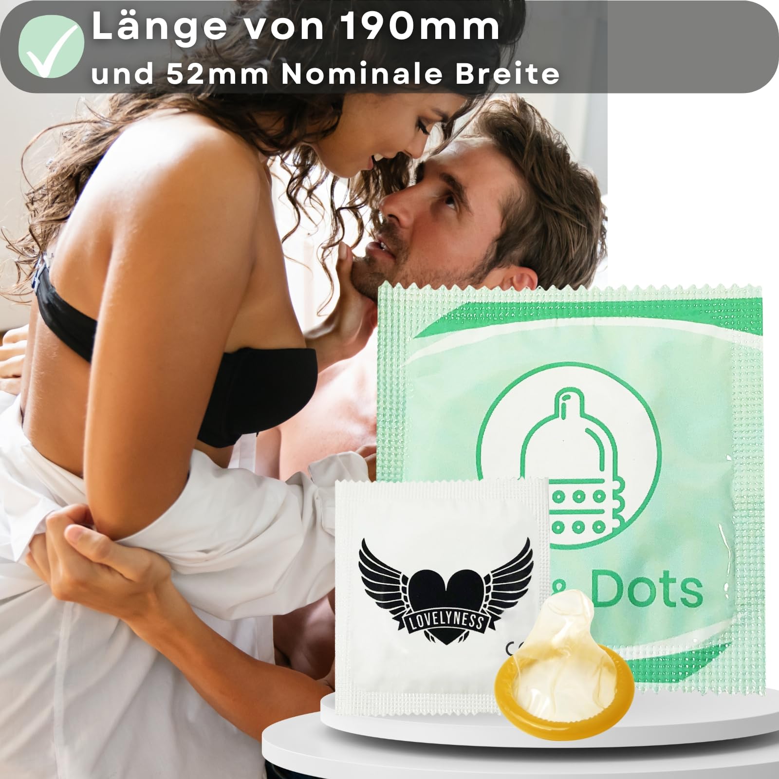 Kondome mit starken Noppen und Rippen - 200 Stück, 52mm - Gefühlsecht, extra dünn, extra Gleitfilm von Lovelyness