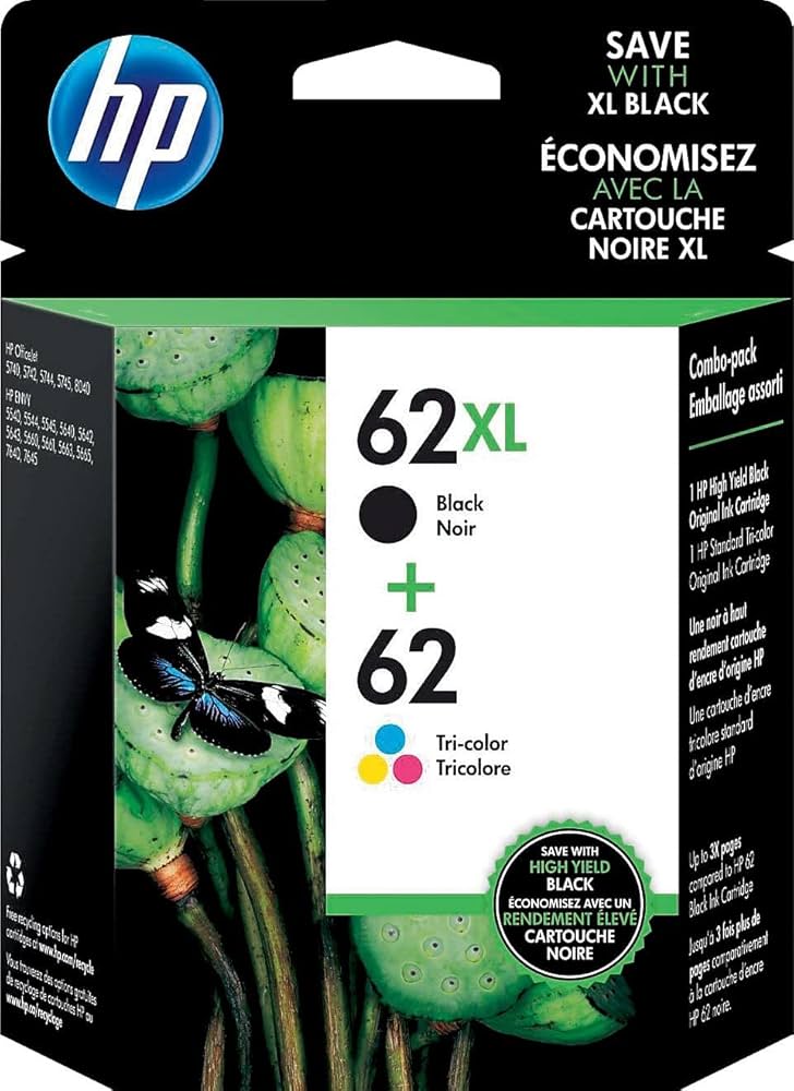 Amazon.com: HP Original 62 Tri-Color / 62XL Black Ink