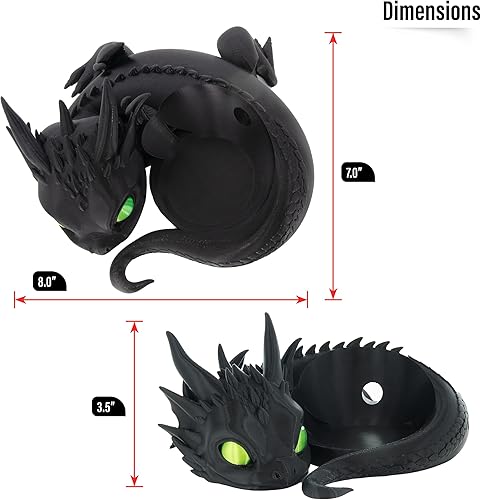 Miniatura 4 de Costume Wizard Soporte Dragon para Echo Dot 4ª/5ª generación, 3D impreso Dragon Yaxa Echo Altavoces de escritorio, soporte para Echo Dot 5ª Negro