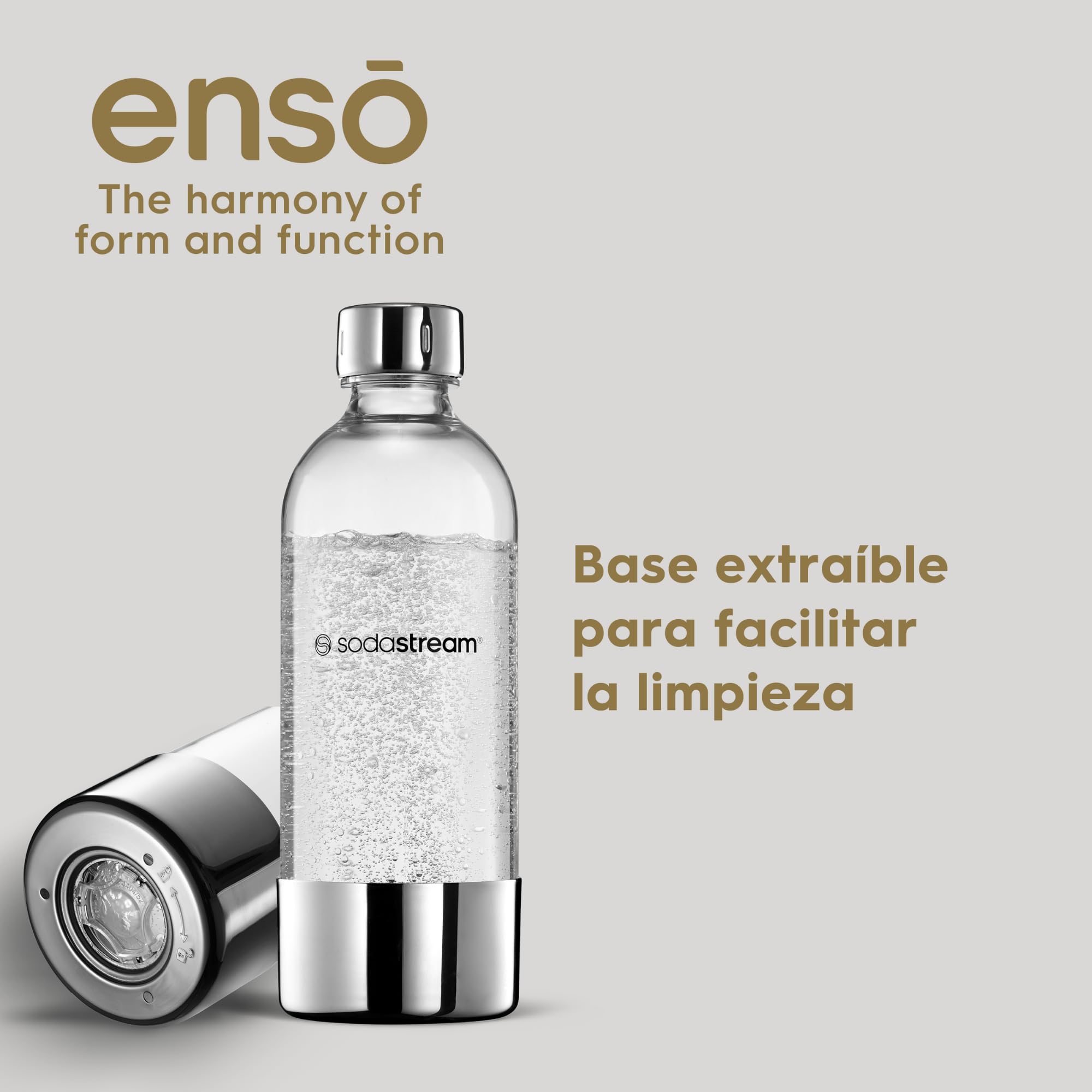 sodastream Enso - Máquina Gasificadora de Agua Premium de Acero Inoxidable, Incluye Botella de 1 Litro para Gasificar Apta para Lavavajillas
