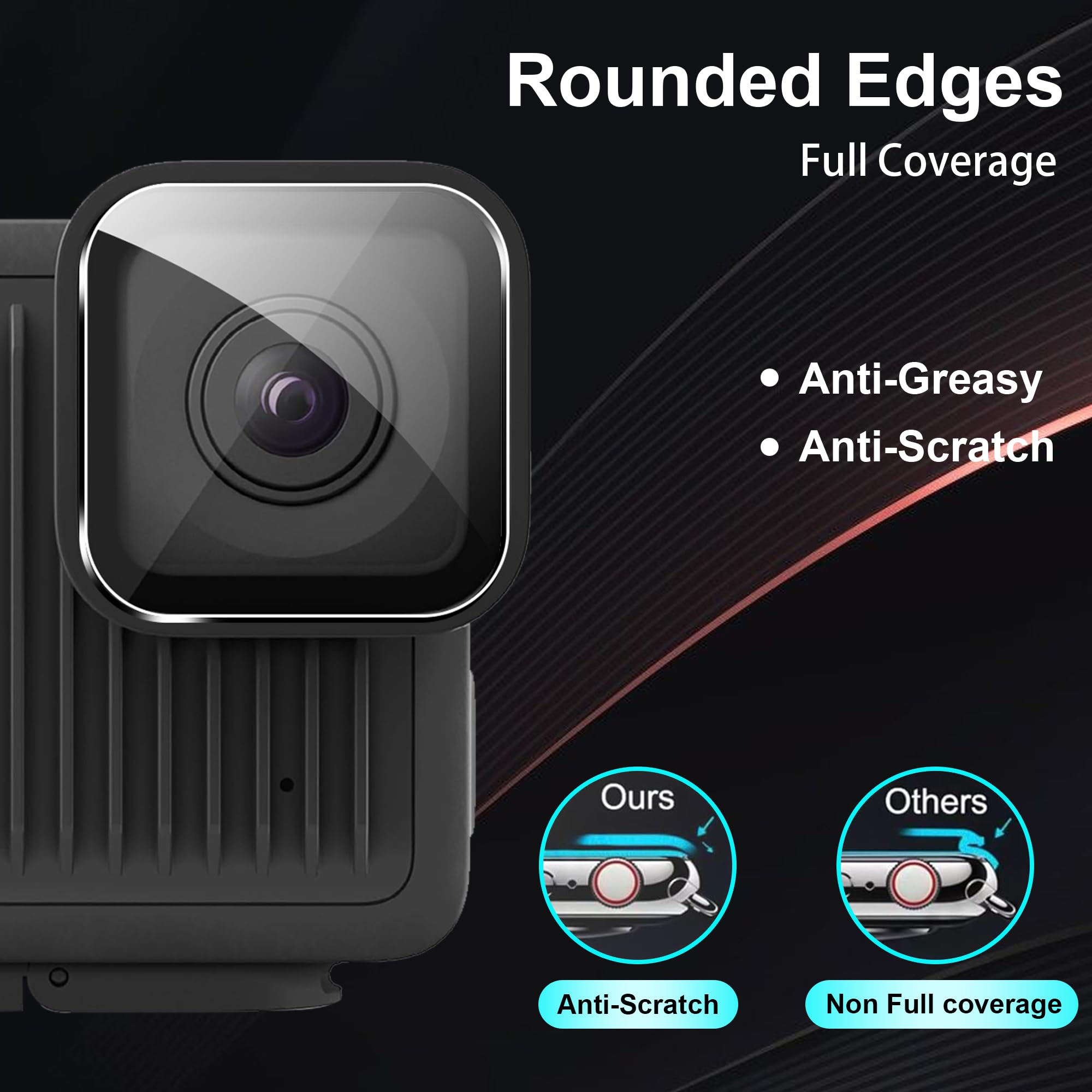 per abito accessori GoPro Hero 2024, custodia in silicone + protezione schermo + copertura laterale, antipolvere, antigoccia, HD - Nero.