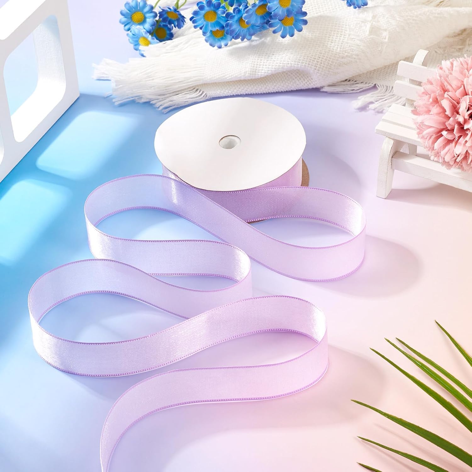 Cinta para Regalos Cintas de 100 Yardas, Cinta para Envolver Regalos, Cintas Decorativas de Tul Transparente de 2,5 cm para Ramos de Flores, Regalos, Manualidades, Lazos, Fiestas, Bodas