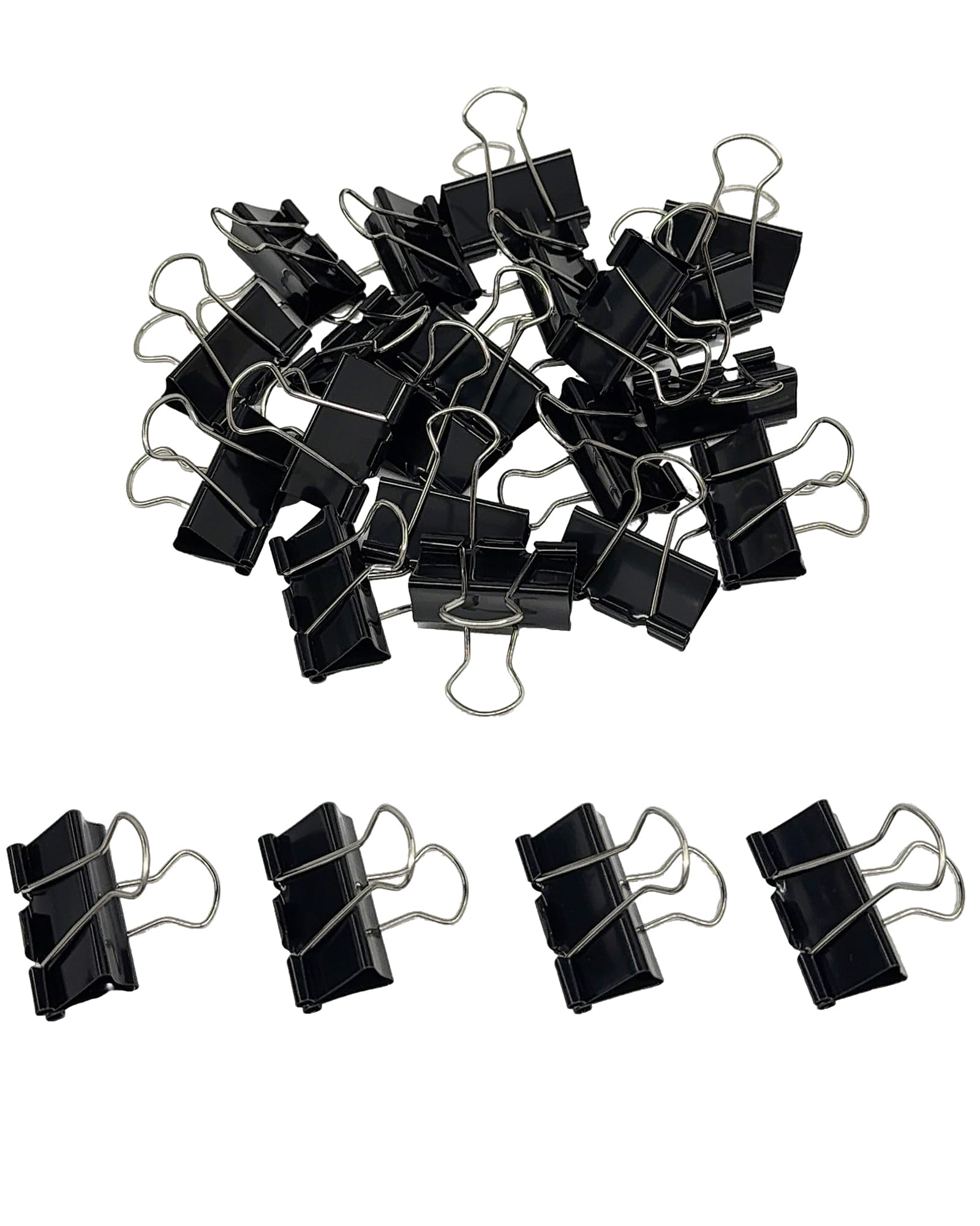 Lot de 24 grandes pinces à reliure de 3,2 cm pour l'organisation du bureau et de la maison (noir)