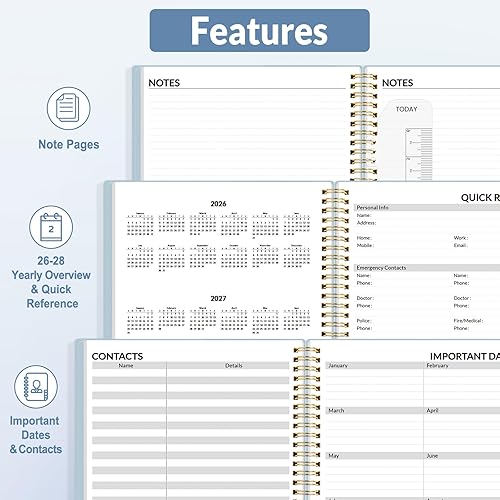 Vista 33 de SUNEE Libro de citas 2026, trimestral por hora, semanal y mensual, de enero de 2026 a diciembre de 2026, planificador semanal de 8.5 x 11 pulgadas