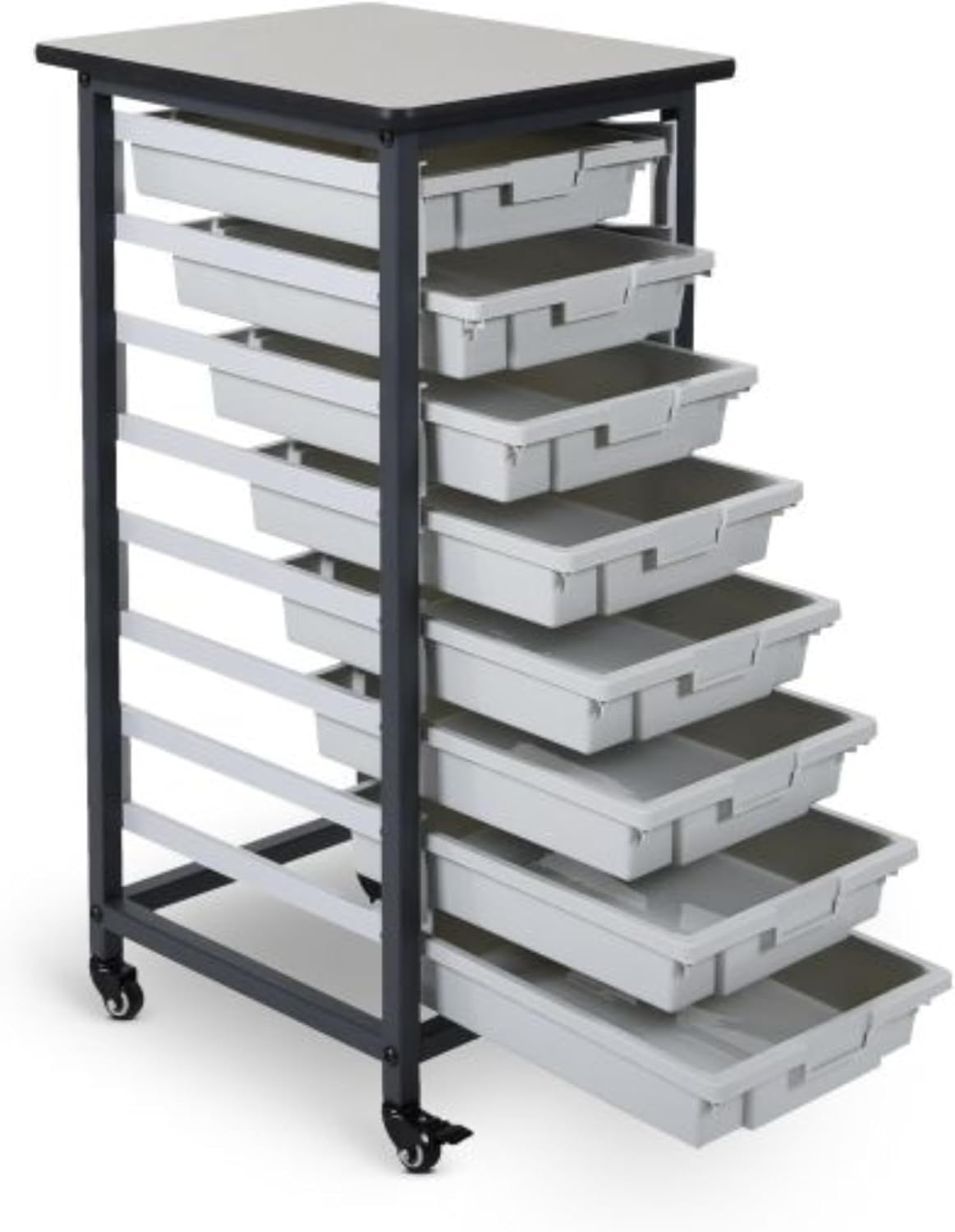 FSE 373-MBS-SR-8S Mobile Bin Storage Unit - Single Row with Small Gray Bins