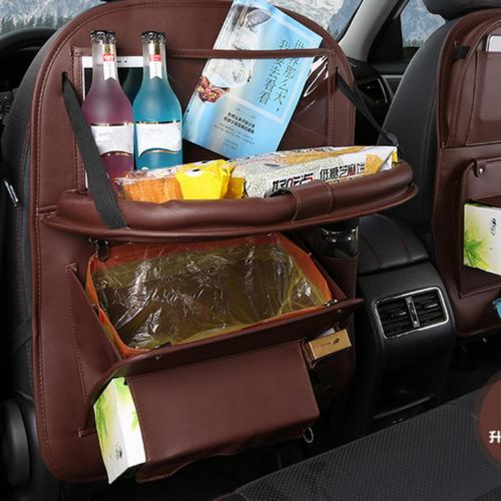 Organizer per sedile posteriore auto, organizer per sedile posteriore, organizer per auto, da viaggio con 9 scomparti, organizer per auto in pelle ecologica in poliuretano, impermeabile,